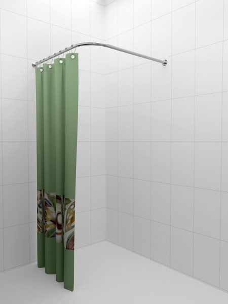 Карниз для ванной 170x70см (Штанга 20мм) Г-образный, угловой Усиленный Люкс Карниз для ванной 170x70см (Штанга 20мм) Г-образный, угловой Усиленный Люкс