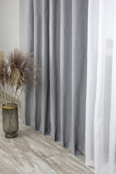 Портьера на тесьме "Лисса", 200х260 цвет темно-серый Портьера на тесьме "Лисса", 200х260 цвет темно-серый