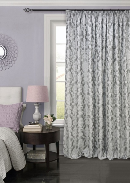 Штора на тесьме 220х270 см Afina с подхватом цвет серый Штора на тесьме 220х270 см Afina с подхватом цвет серый