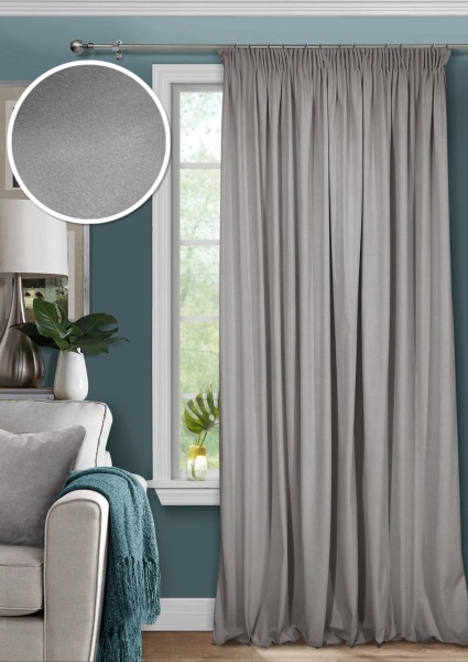 Штора на тесьме 200х270 Pudra с подхватом цвет серый Штора на тесьме 200х270 Pudra с подхватом цвет серый