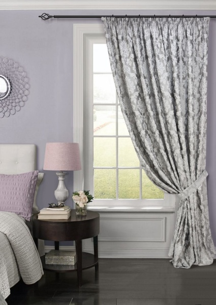 Штора на тесьме 220х270 см Afina с подхватом цвет серый Штора на тесьме 220х270 см Afina с подхватом цвет серый