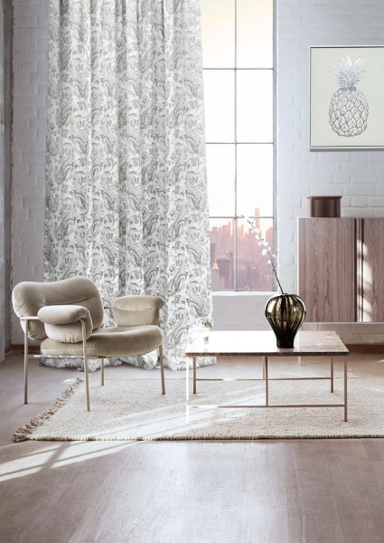 Штора на тесьме 200х280 см Paisley цвет светло-серый Штора на тесьме 200х280 см Paisley цвет светло-серый