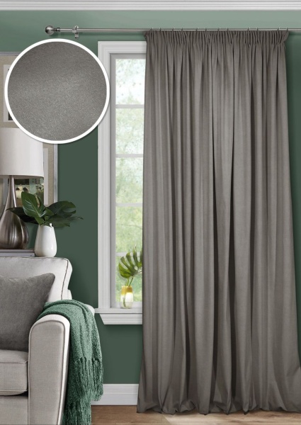 Штора на тесьме 200х270 Pudra с подхватом цвет графит Штора на тесьме 200х270 Pudra с подхватом цвет графит