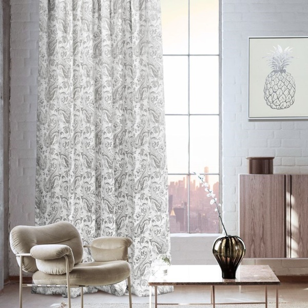 Штора на тесьме 200х280 см Paisley цвет светло-серый Штора на тесьме 200х280 см Paisley цвет светло-серый