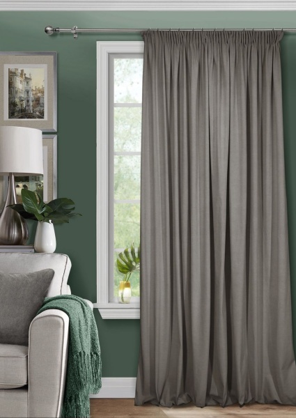 Штора на тесьме 200х270 Pudra с подхватом цвет графит Штора на тесьме 200х270 Pudra с подхватом цвет графит