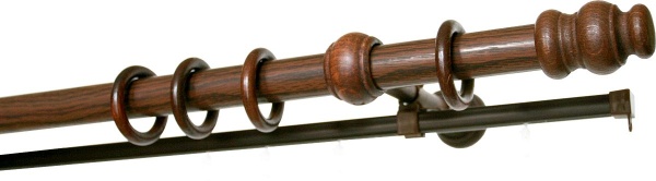 Карниз двухрядный с U-шиной (дерево) D28, Стандарт, цвет Темная вишня Карниз двухрядный с U-шиной (дерево) D28, Стандарт, цвет Темная вишня