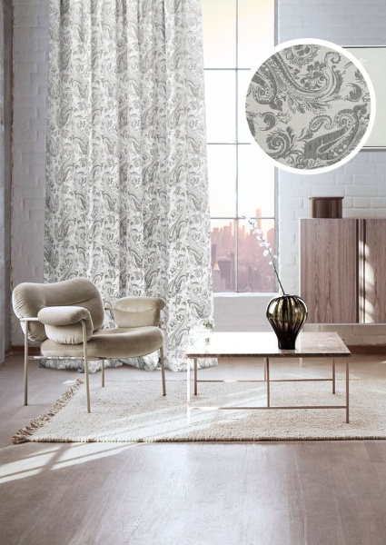 Штора на тесьме 200х280 см Paisley цвет светло-серый Штора на тесьме 200х280 см Paisley цвет светло-серый