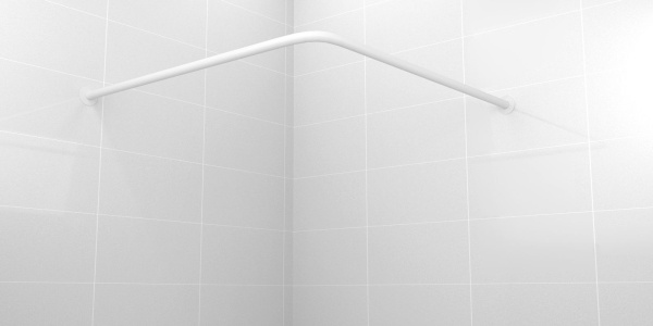 Карниз для душа, поддона 90x90см (Штанга 20мм) Г-образный, угловой. Усиленный. Белый Карниз для душа, поддона 90x90см (Штанга 20мм) Г-образный, угловой. Усиленный. Белый