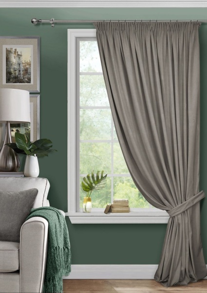 Штора на тесьме 200х270 Pudra с подхватом цвет графит Штора на тесьме 200х270 Pudra с подхватом цвет графит