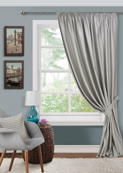 Портьера на тесьме "Morze" 200х270 серый Портьера на тесьме "Morze" 200х270 серый