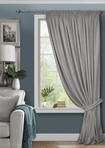 Штора на тесьме 250х300 Pudra с подхватом цвет серый Штора на тесьме 250х300 Pudra с подхватом цвет серый