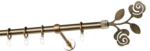 Однорядный гладкий карниз Роза ∅16мм Бронза Однорядный гладкий карниз Роза ∅16мм Бронза