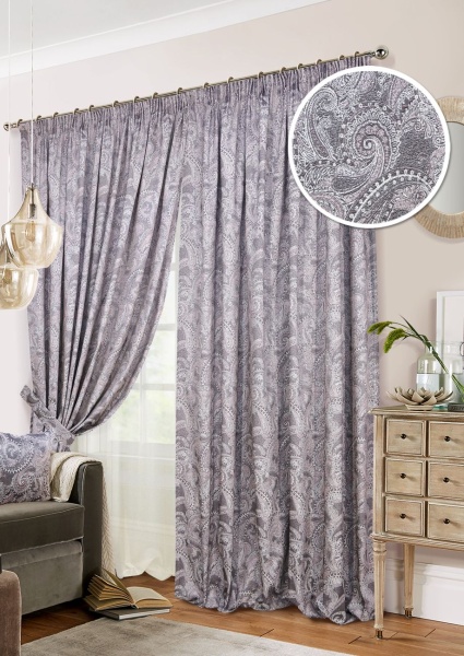 Комплект штор на тесьме "Samira" 2 шт 200х270, тюль 450х270 серый Комплект штор на тесьме "Samira" 2 шт 200х270, тюль 450х270 серый