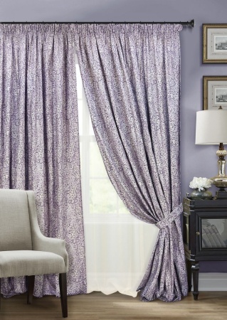 Комплект штор на тесьме "Stone" 2 шторы 200x270, тюль 450х270 фиолетовый Комплект штор на тесьме "Stone" 2 шторы 200x270, тюль 450х270 фиолетовый