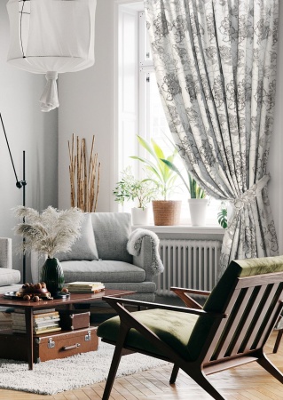 Штора на тесьме 276х270 см Rapsodia с подхватом цвет серый Штора на тесьме 276х270 см Rapsodia с подхватом цвет серый