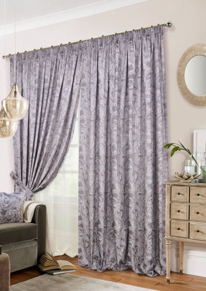 Комплект штор на тесьме "Samira" 2 шт 200х270, тюль 450х270 серый Комплект штор на тесьме "Samira" 2 шт 200х270, тюль 450х270 серый